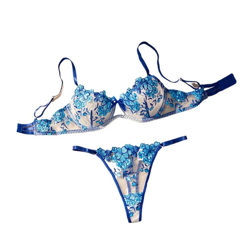 2025 New Sexy Flirtatious Underwear Milk Cover European and American Fashion Rose Embroidery See-Through Sexy Underwear