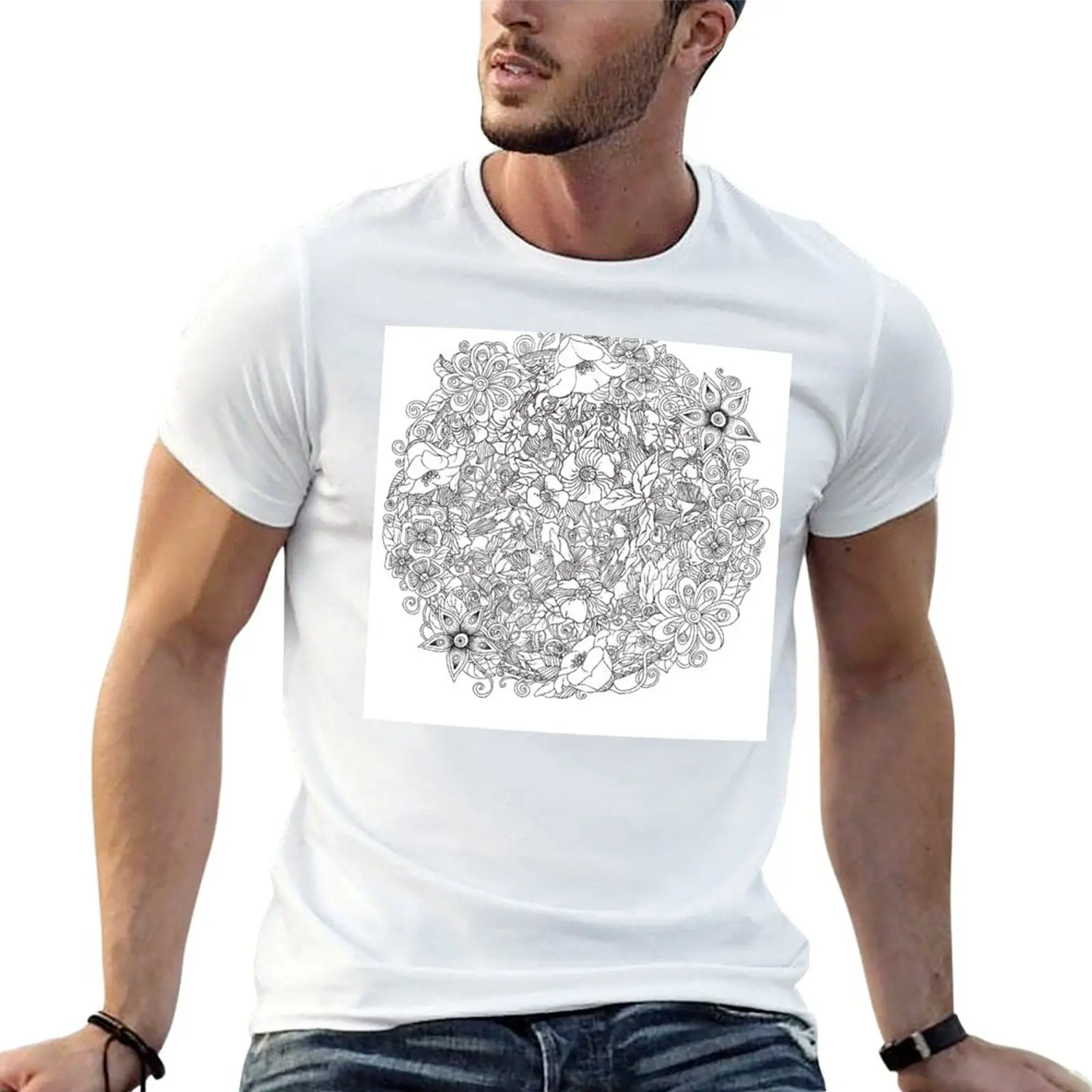 

t shirts man cotton man Floral t for shirt T-Shirt pack pattern cotton heavy