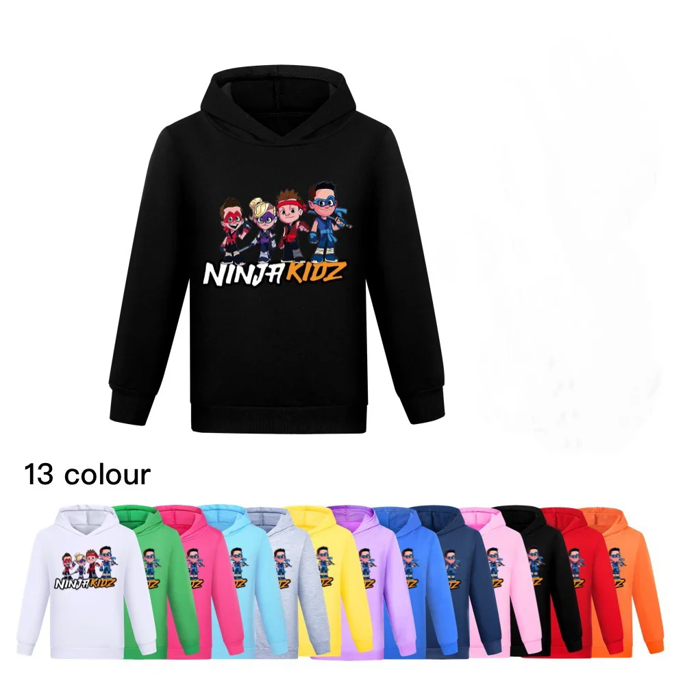 

2-16Y Newest Funny Ninja Kidz Kids Cartoon Hoodies Spring Autumn Boys Hoody Fashion Outwear Girls Sweatshirt Child Casual Coat