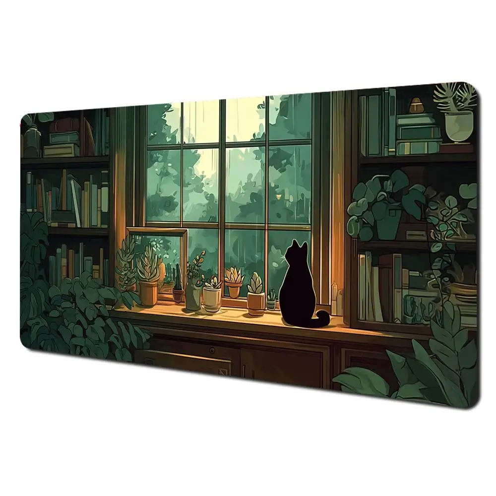 

Healing Study Cute Cat Mousepad XXL Mouse Pad Large Gaming Non-slip Computer Laptop Tablet Mat Office Accessory Mini PC Playmat