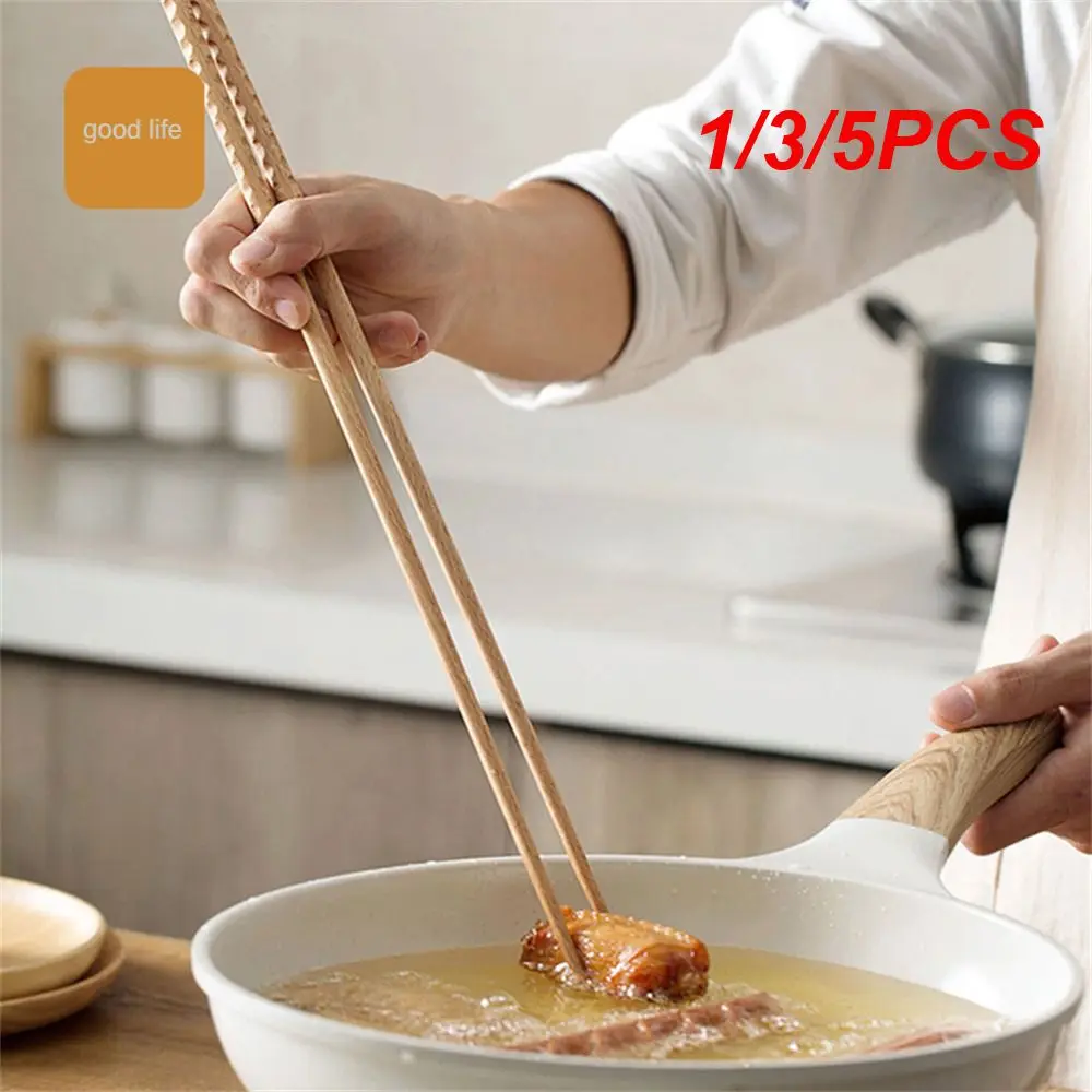 1/3/5PCS Fried Chopsticks Lengthened Household New Kitchen Household Gadgets Tableware Japanese Fried Cooking Frying Beech 42cm