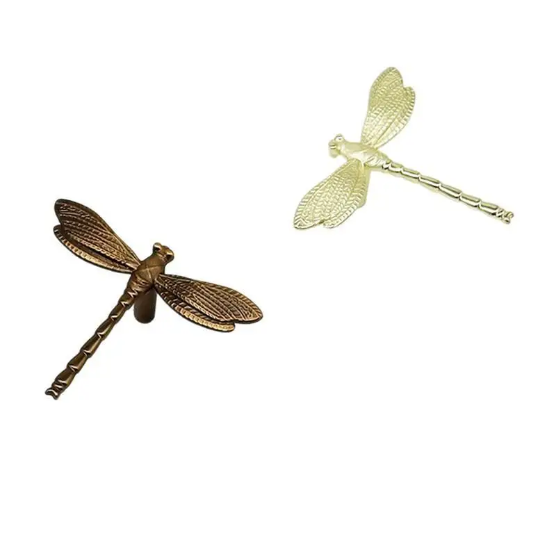 Retro Dragonfly Shape Cabinet Drawer Knobs Vintage Metal Furniture Handles For Wardrobe Closet Drawer Hardware Decor