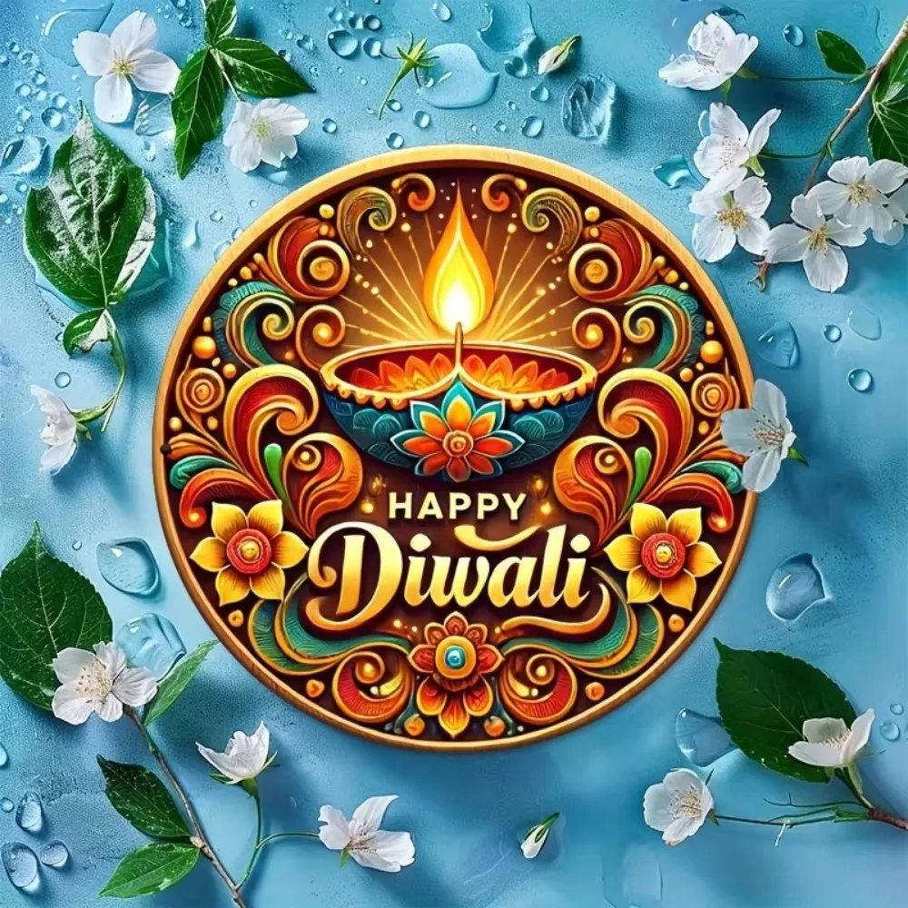 CIFBUY Retro Diwali Elegant Diya Aluminum Wall Art Waterproof Wearproof Metal Sign Home Bar Cafe Yard Room Decor Gift