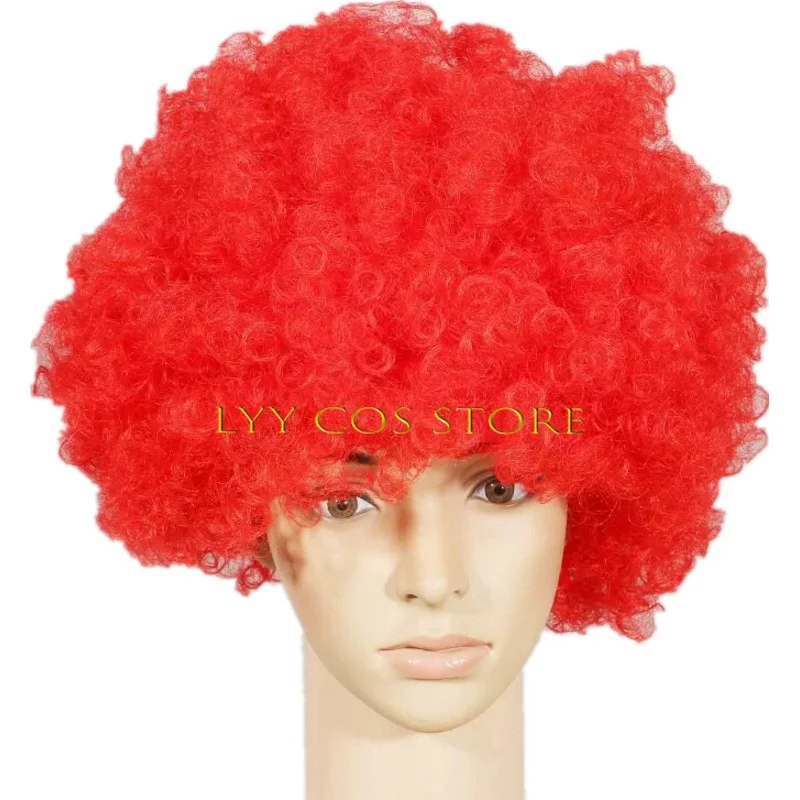 CyConcierge M Uncle Clown Cosplay Anime M Joker Costume Red Wig Masquerade Party Clown Character Welcome Costume for Child Adult