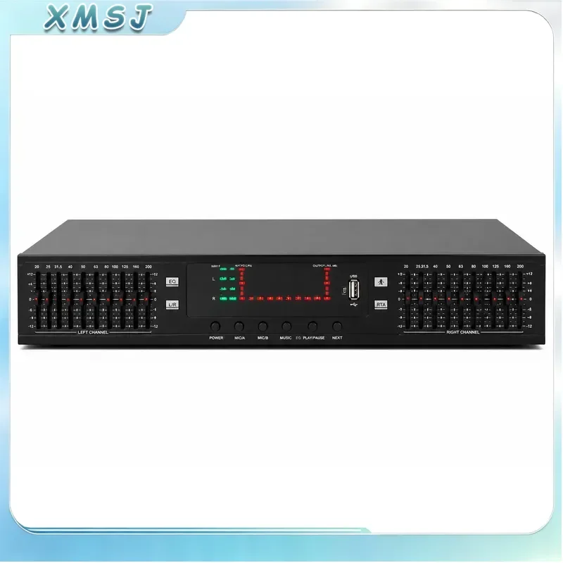 Digital HD Equalizer HiFi Home Bluetooth EQ USB Dual 10 Segment Audio Processor for Stage Speaker System