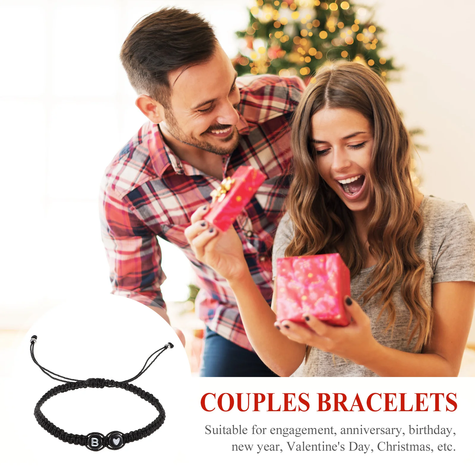 イニシャルブレスレット 調節可能な編み込み友情カップルブレスレット 絶妙なデザイン 目を引く見事な外観 婚約