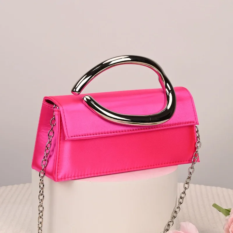 

Luxury Metal Handheld Clutch Purse Banquet Bag Wedding Party Women Handbag Fashion Satin Evening Bag Shoulder Crossbody Bag