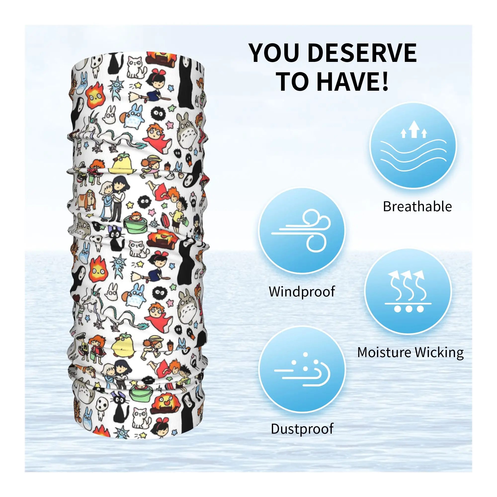 Cute Susuwatari Soot Sprites Totoros Bandana Neck Cover Printed  Balaclavas Face Scarf Multi-use Cycling Running for Men Women view 4