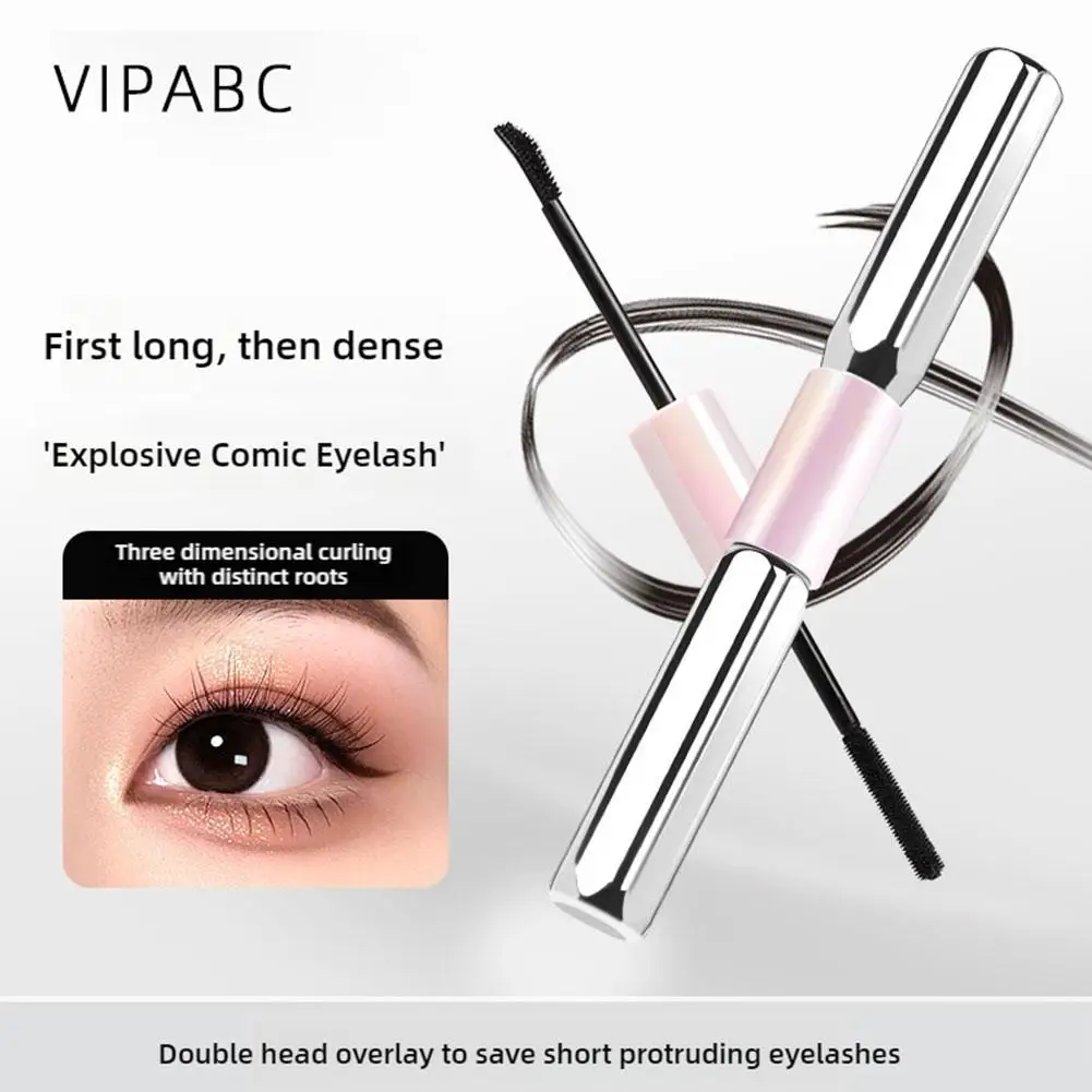 2 IN 1 4D Seide Faser Lash Mascara Schwarz Mascara Wasserdicht Volumen Verlängerung Mascara Faser Auge Seide Curling Doppel G5I6