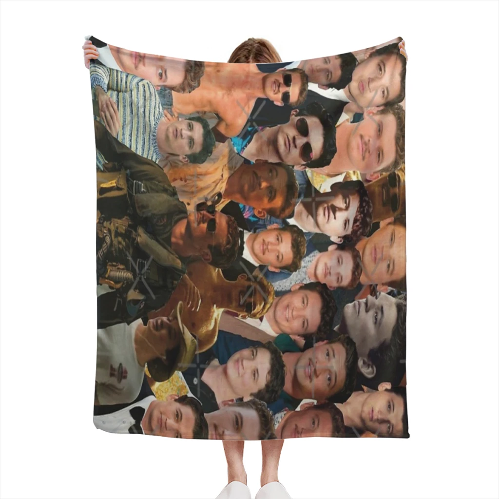 Miles Teller Photo Collage Summer Blanket Thin Blanket for Couch Sofa Warmth Bed Artificial Flannel Blankets Comfortable