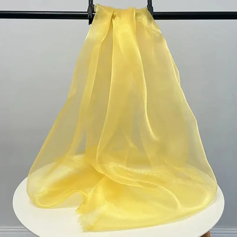 One meter price flash pearl bright crystal yarn organza fabric hard yarn high-end styling yarn wedding clothing fabric