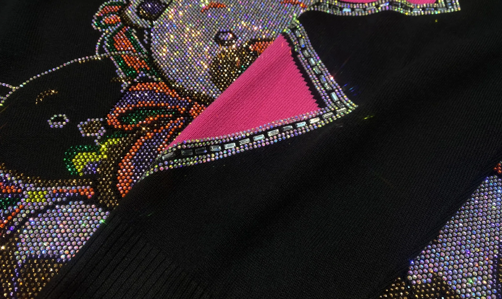 Conjunto de pantalón de dos piezas para mujer, ropa informal con estampado de osos de dibujos animados, chándal de punto con diamantes, Tops