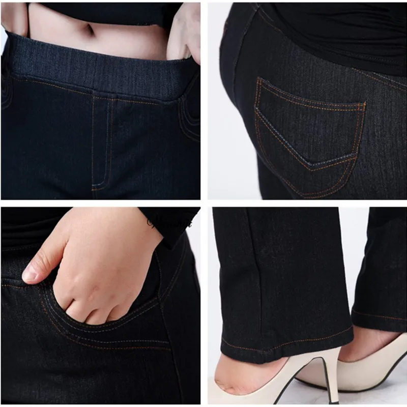 9XL 8XL 6XL 5XL 150KG Plus Size Women Long Jeans Girls High Waist Lady Slim Fit Elegant Black Denim Pants Stretched Big Trousers