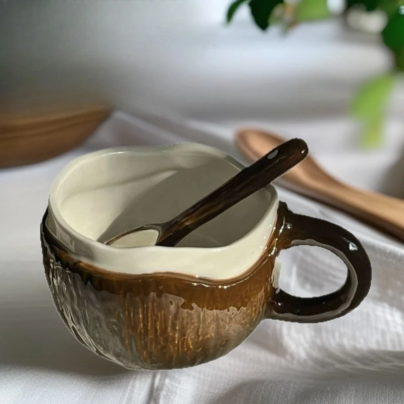 

Creative Spoon and Coconut Shell Mug High Aesthetic Ceramic Office Coffee Cups Suitable for Gift Giving Birthday Present