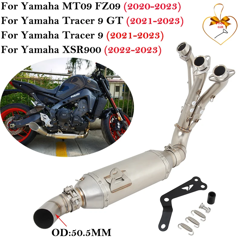 For YAMAHA MT09 FZ09 XSR900 Tracer 9 GT MT 09 2020 - 2023 Motorcycle Exhaust Back Pressure Front Middle Link Pipe Escape Muffler