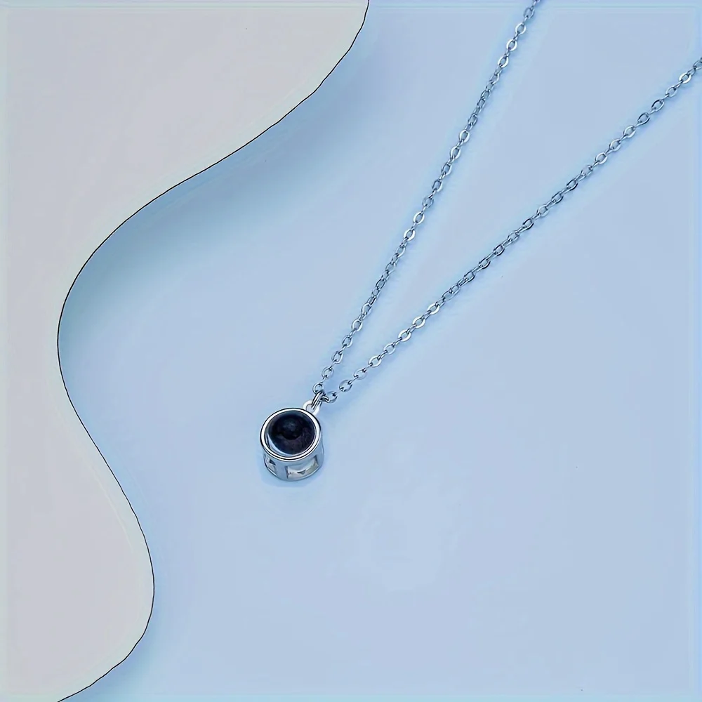 Custom Color Photo Projection Necklace Simple Copper Pendant Titanium Steel Chain Girlfriend Mom Friends Festival Romantic Gifts