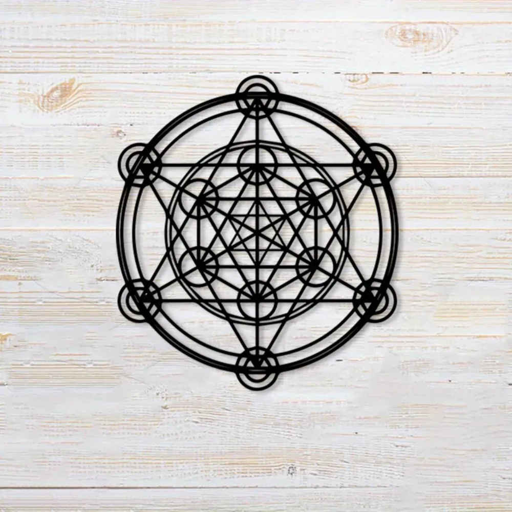 CIFBUY Iron Art Wall Decor Metatron Cube Sacred Geometry Star of David Spiritual Meditation Hanging Minimalist Black Metal Wall