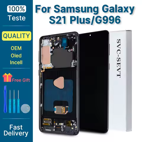 High Quality For Samsung Galaxy S21+ LCD Touch Screen Digitizer For Samsung Galaxy S21 Plus Display Repair Part OLED With Frame