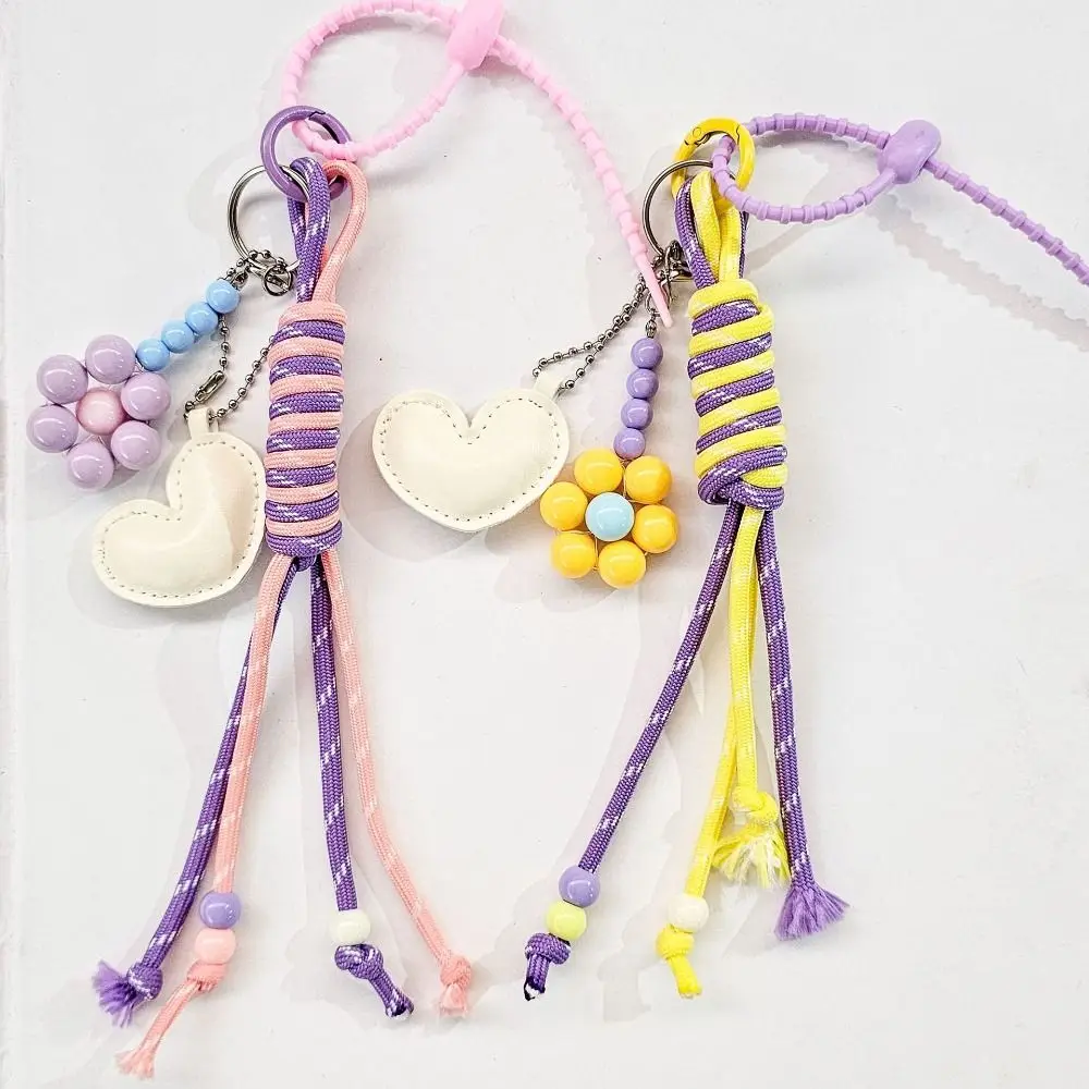 

Kawaii Gift Colorful Flowers Woven Rope Chain Handmade Bohemian Jewelry Keychain Women Bag Pendant Bag Accessories