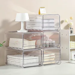 New Drawer-type Cosmetics Storage Box Stackable Waterproof Desktop Storage Box Transparent with Lid Refrigerator Storage Box