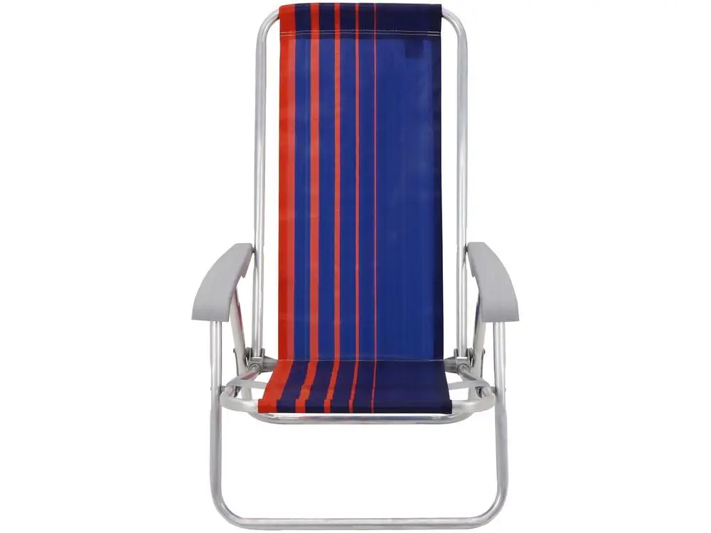 Cadeira de Praia Reclinável Tramontina Basic Bali Azul Escuro e Laranja