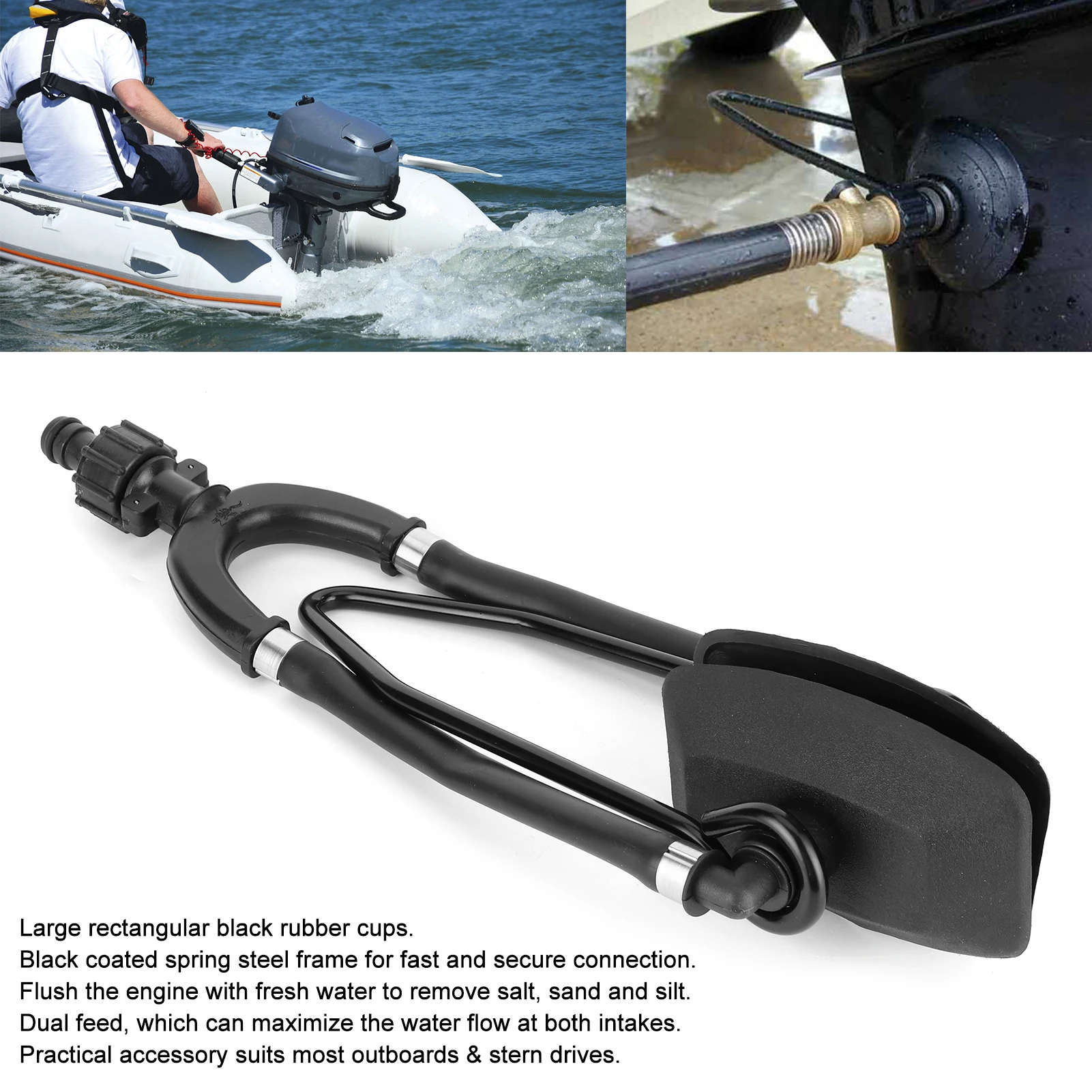 Outboard Boat Motor Water Flusher Dual Feed Large Rectangular Ear Muffs Fast Connection Dual Feed Motor Flusher Marine Ear Muff