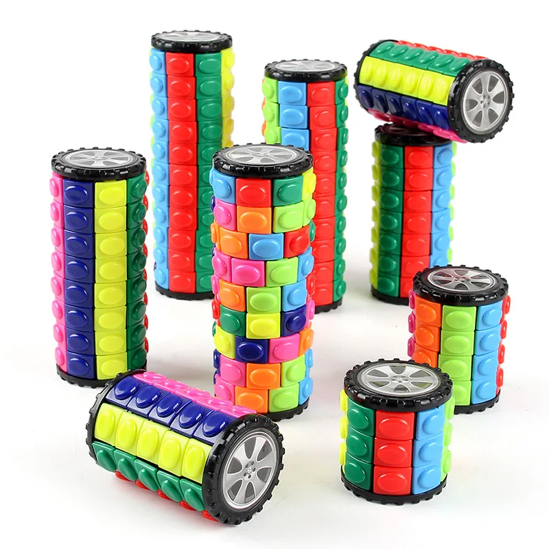 Creative 3D Rotating Slid Cube Puzzle Color Tower Decompression Novel Cube Child Puzzle Toy Parent-child Montessori Prop Gift