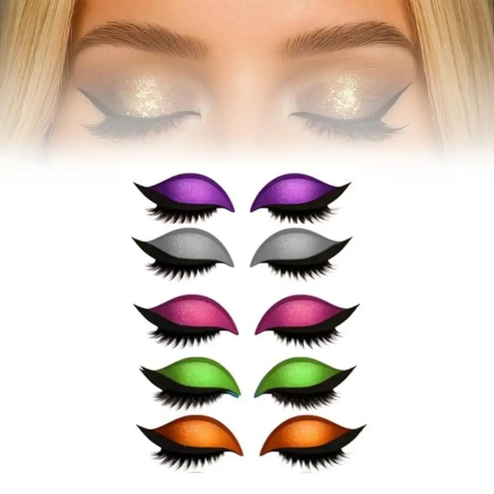 2 Pairs Self-Adhesive Lazy Eyeshadow Eyelash Patch Quick Makeup Reusable 3-in-1 Eye Makeup Sticker Time-Saving Creative