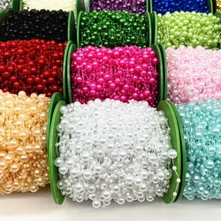 2/5Yards 8+3mm Christmas Decoration Fishing Line Artificial Pearls Beads Chain Garland Flowers Wedding Party Decoration