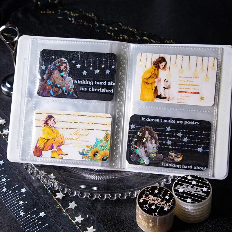 Mr. Paper, 200cm/roll, Star Light Curtain Tape Stickers, Decorative Collage Scrapbook, Diary, Phone Case, Water Cup, Notebook