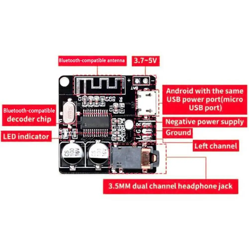 Bluetooth Audio Receiver Board Bluetooth 5.0 Mp3 Lossless Decoder Board Wireless Stereo Music Module MP3 Lossless Decoding