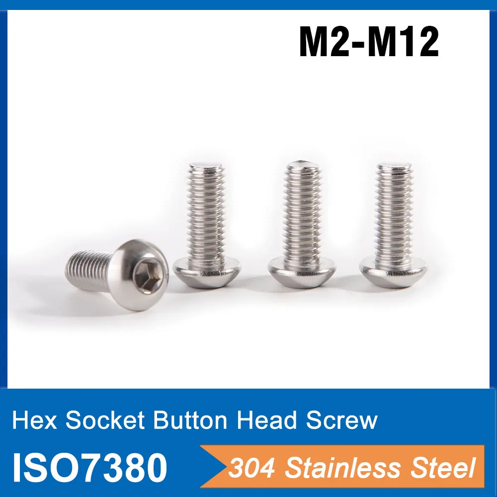 

M6-M12 Durable Allen Bolt Screw Bolts Hexagon Hex Socket Head Bolt Replacement Parts Woodworking Screw 304 A2-70 Stainless Steel