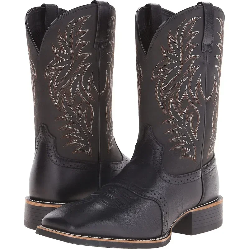 Men High Boots Embroidery Retro Handmade Mens Boots Western Cowboy Boot Pointed Toe Boots Hand Stitching Outdoor Men's Shoes view 5
