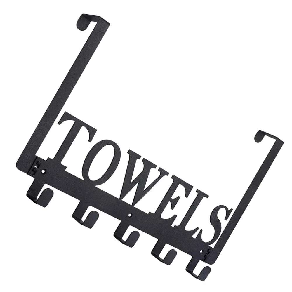 

Towel Organizer Anti-slip Towel Rack Wall Mounted 5 Hooks Bath Towel Storage Rack Towel Hanger No-Punch Bathroom Coat Hooks Home