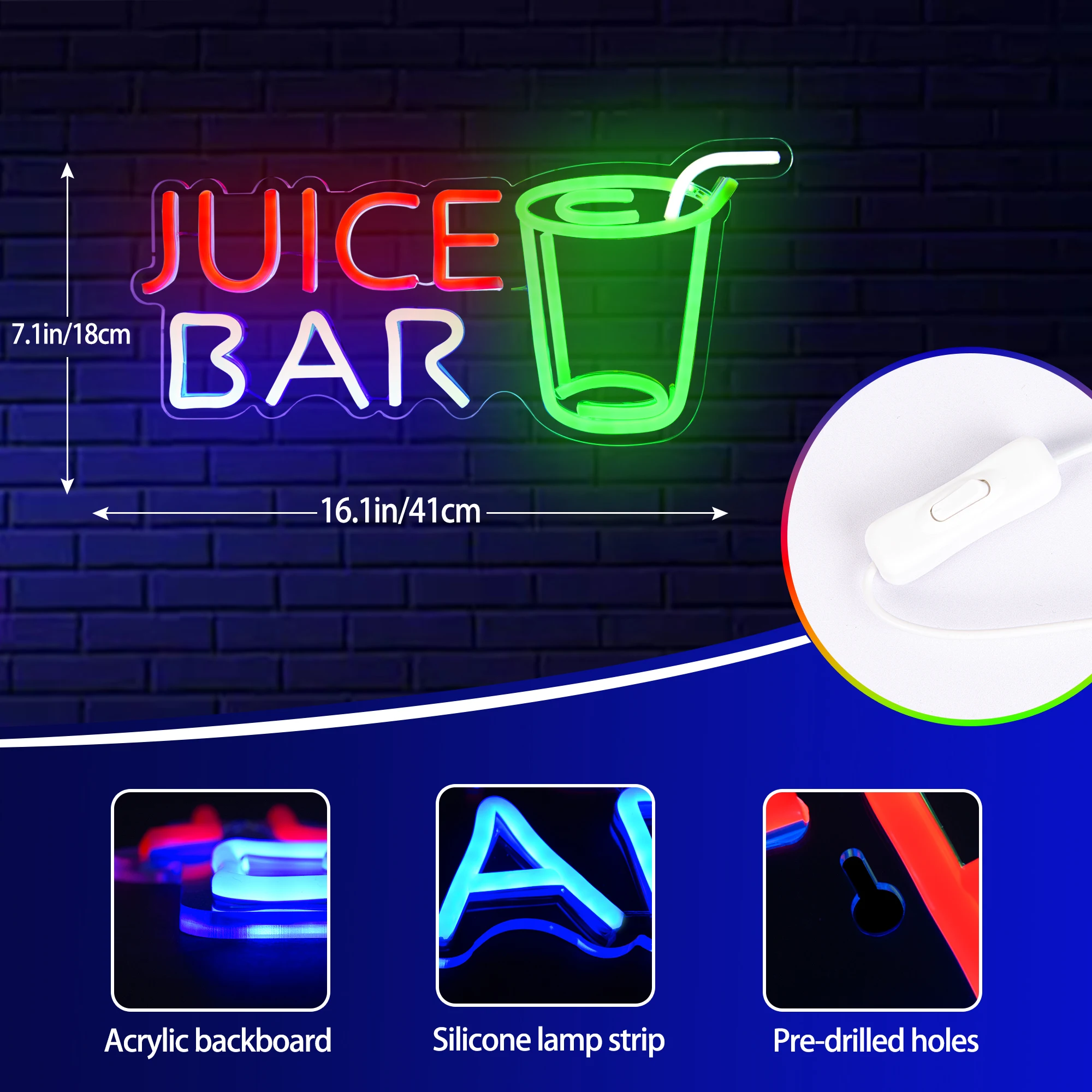 Juice Bar Neon Signs for Bar Wall Decor Bar Neon Sign Beer Light up Sign Juice Bar Neon Sign for Pub Store Party Decoration view 4