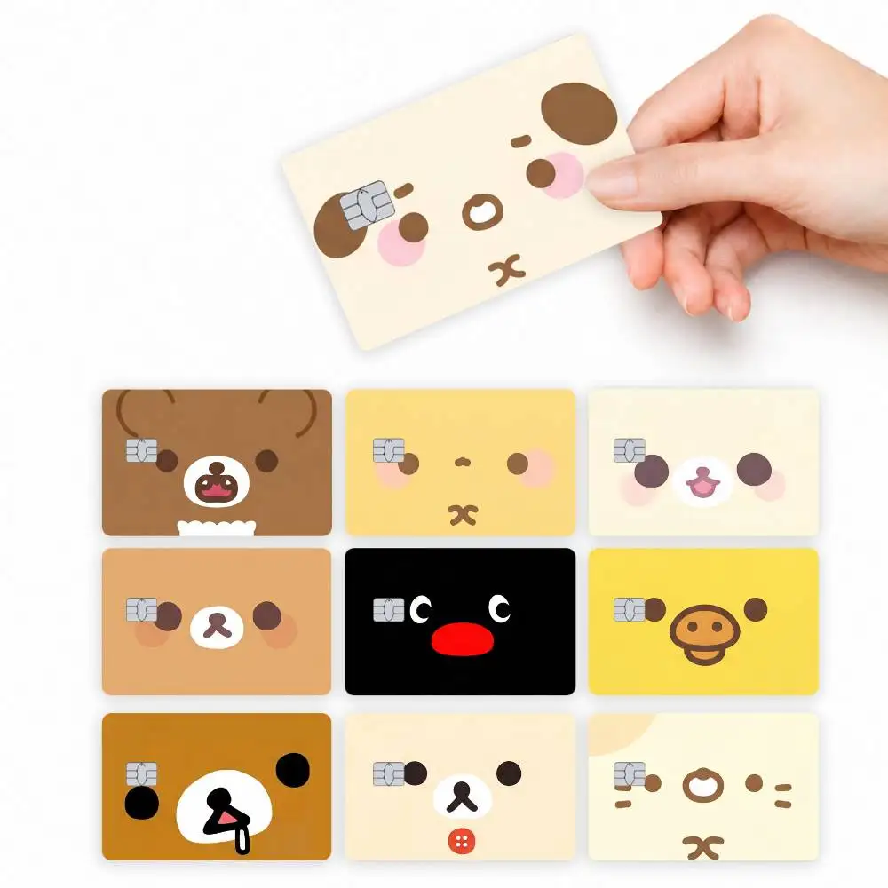 Cartoon Cute R-Rilakkuma 4pcs Credit Card Skin Stickers Suitable for Bank Debit Subway Bus Transit Pass Decorative Cover