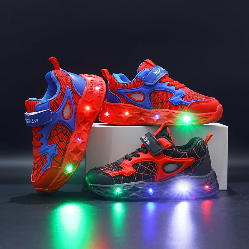 MGO Kidss 2026 Spring and Autumn New Children's Mesh Luminous Shoes Light Shoes Casual Cool Low-Cut Boys' Sneakers, 1-9-Year-Old