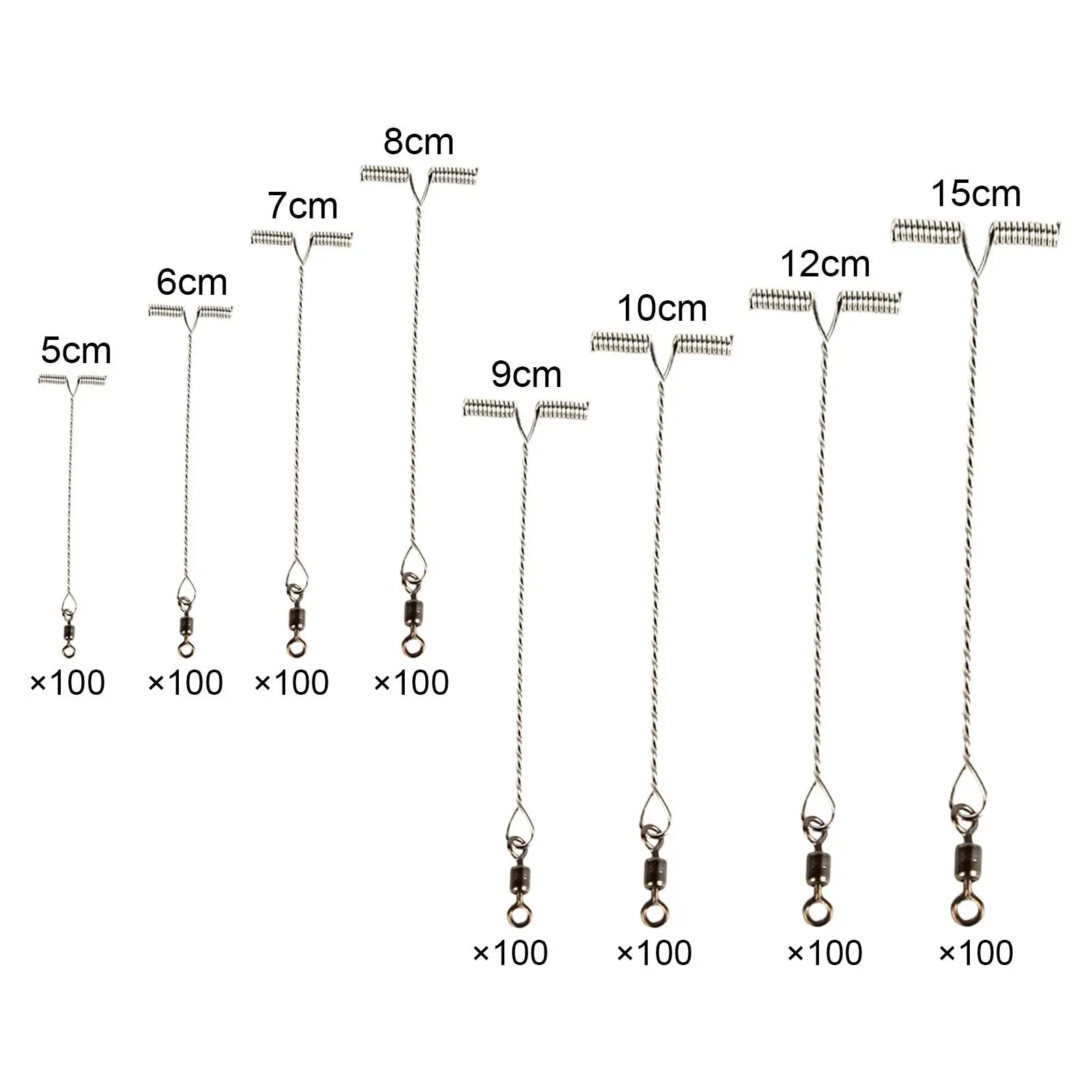 100 Pcs Fishing Balance Rigs Steel T Shape Swivels Snaps Fishing Swivels Gear Arm Connector Fishing Tackle Twisted String Hooks