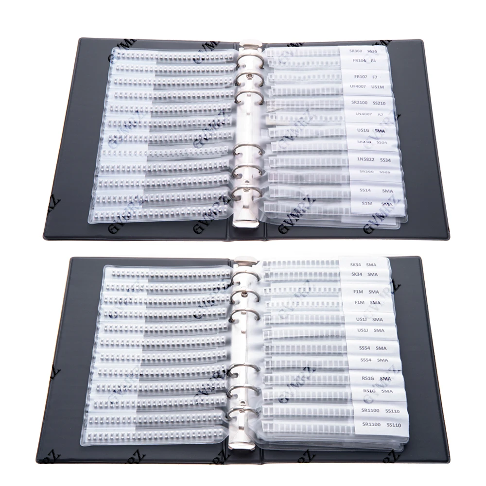 33Values 1N5824 1N4007 SS220 SMA Rectifier Diode Sample Book Assortment Kit SF18  RS1G SS24 RS1M ES1D SS26 SS36