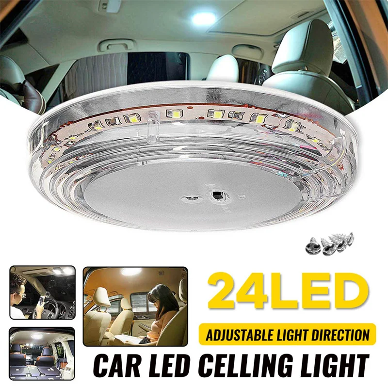 12V 46 LED Car Round Ceiling Dome Roof Light Interior Light Lamp On/Off Switch For Camper Van Caravan Motorhome Boat RV 1PCS