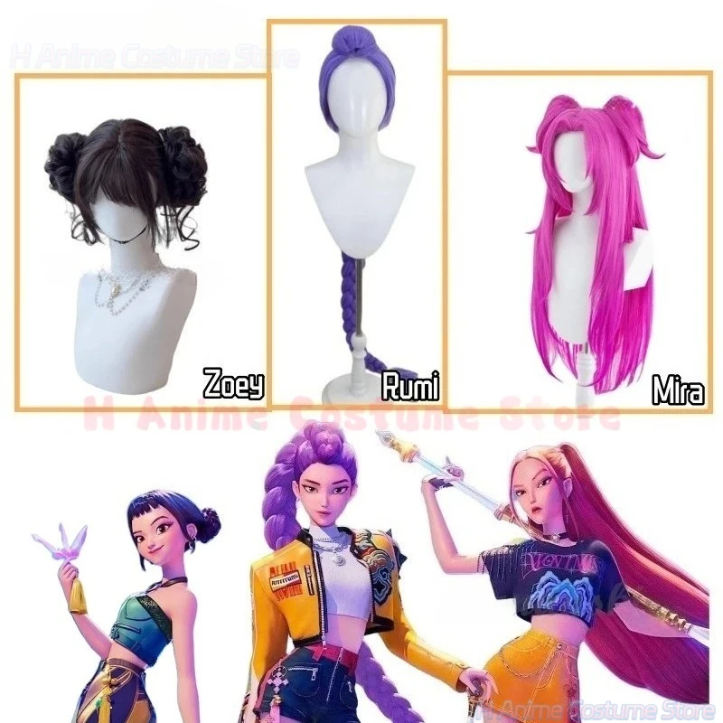 K-Pop: Demon Hunters Mira Rumi Zoey Demon Hunters Stage Cosplay Wig Prop Costumes Halloween Girl Group Idol Roleplay Outfit
