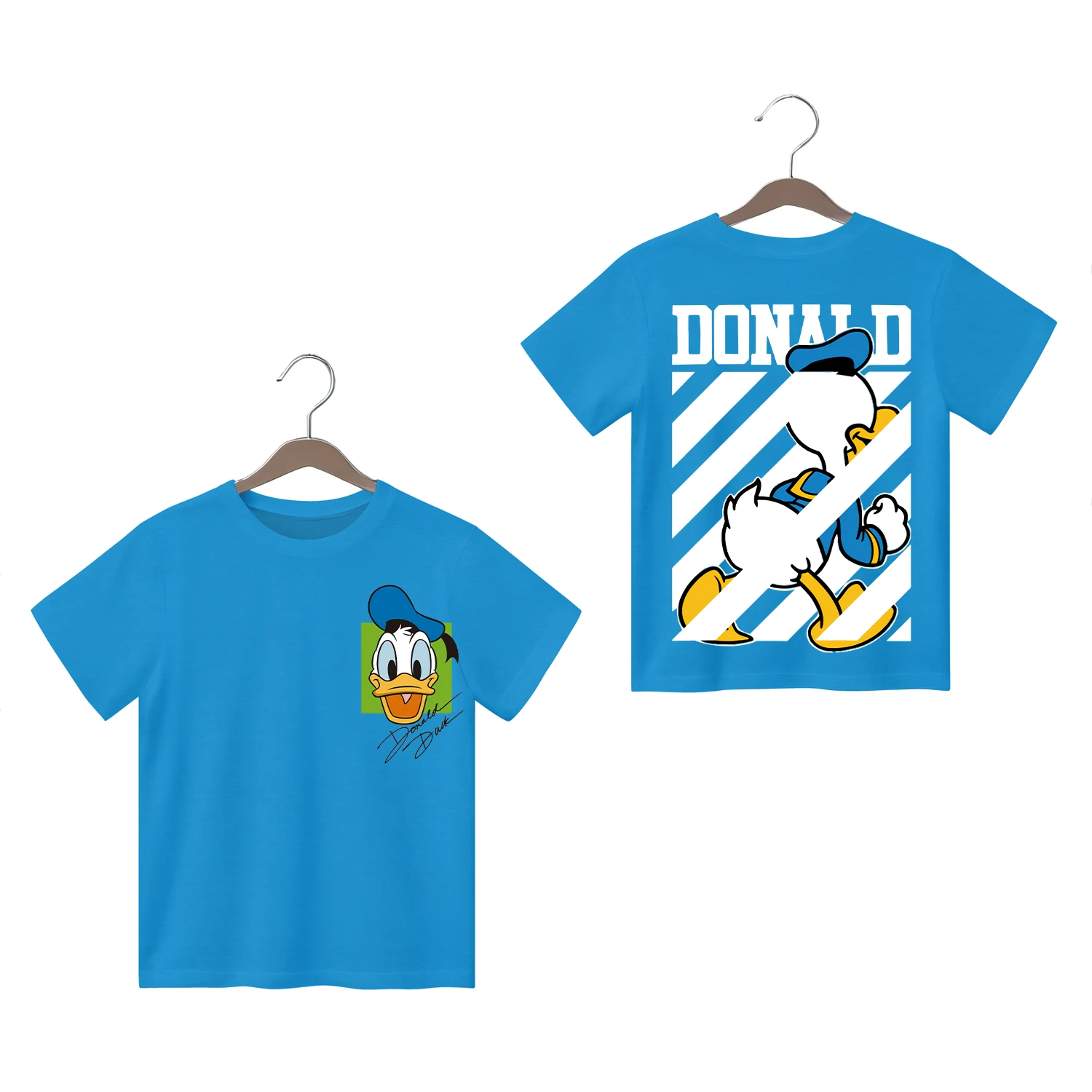 Donald Duck Stitch Double-sided Printing 100% Cotton Tops Children's -shir T Shirt Top Clothes for Children 2024 Kids Clothes