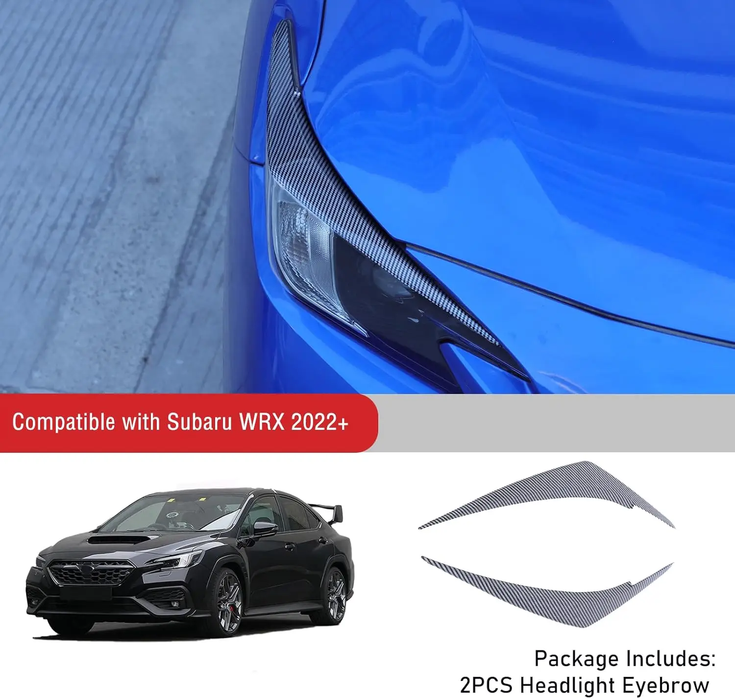2PCS Car Headlight Eyebrows Eyelid ABS Carbon Style Eyebrow For Subaru WRX /Levorg STI VB 2022-2026 Auto Exterior Accessories