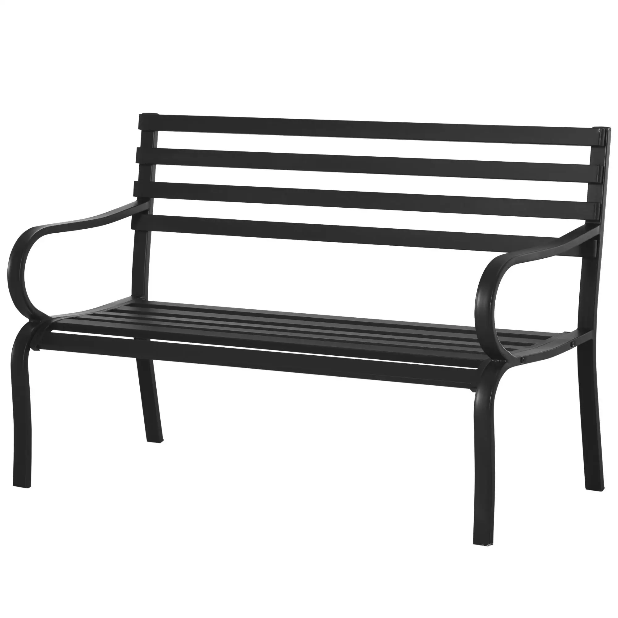Bild 3: Zeitlose 2-Sitzer Gartenbank Epoxy-Metall Schwarz 127x58x82cm 240kg