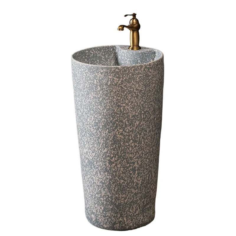 

Бытовая раковина-колонна для балкона, керамическая интегрированная раковина-колонна, напольная раковина для бассейна в отеле