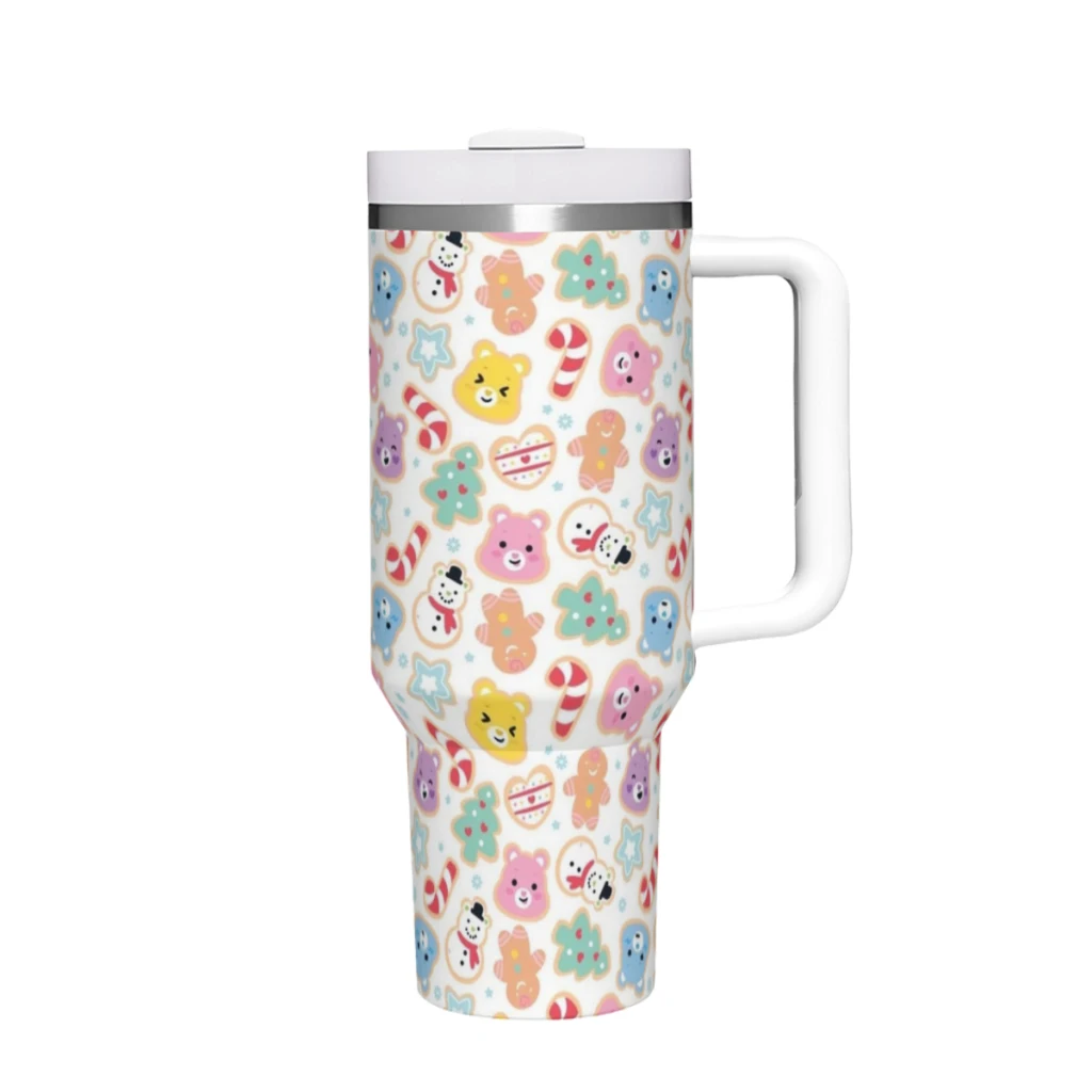 

Уход за медведем 40 унций стакан с ручкой и соломинкой крышка из нержавеющей стали изолированный тумблер путешествия