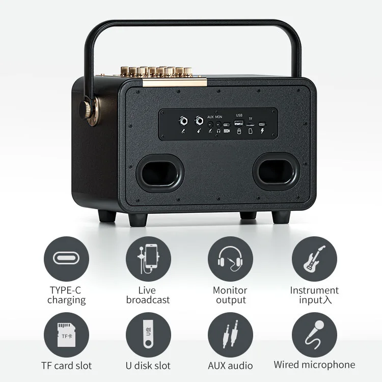 Multifunction Home Karaoke Delicate Vocals Auditory Feast for Indoor Use Party Use Rechargeable Hiking Travel Speaker