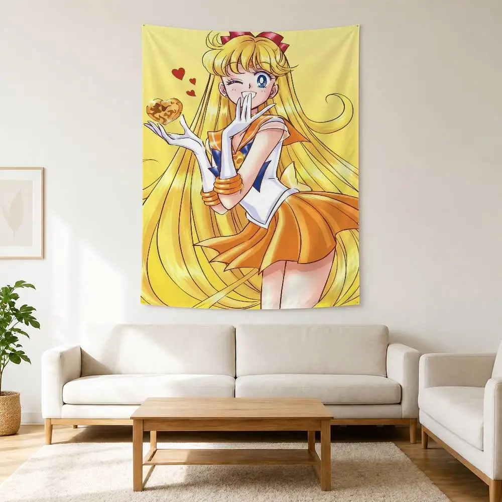 Minako Aino Sailor Venus Flag Digital Printing Banner for Garage Wall Out Door Decoration Tapestry