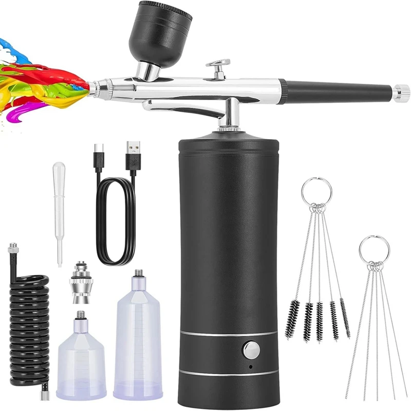 Cordless Rechargeable Compressor Airbrush Set Automatically Handles Model Painting, Nails, Makeup