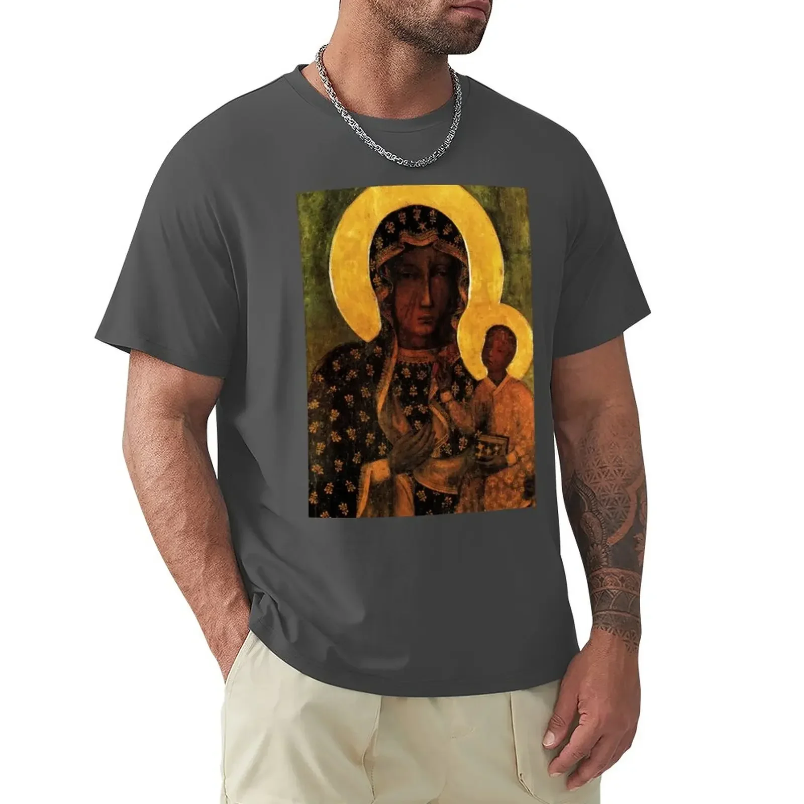 2024 summer Black Madonna of Czestochowa Poland, Our Lady of Czestochowa, Madonna and Child, Virgin Mary T-Shirt tops fashion